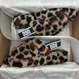 UGG Leopard print fluff yea slides